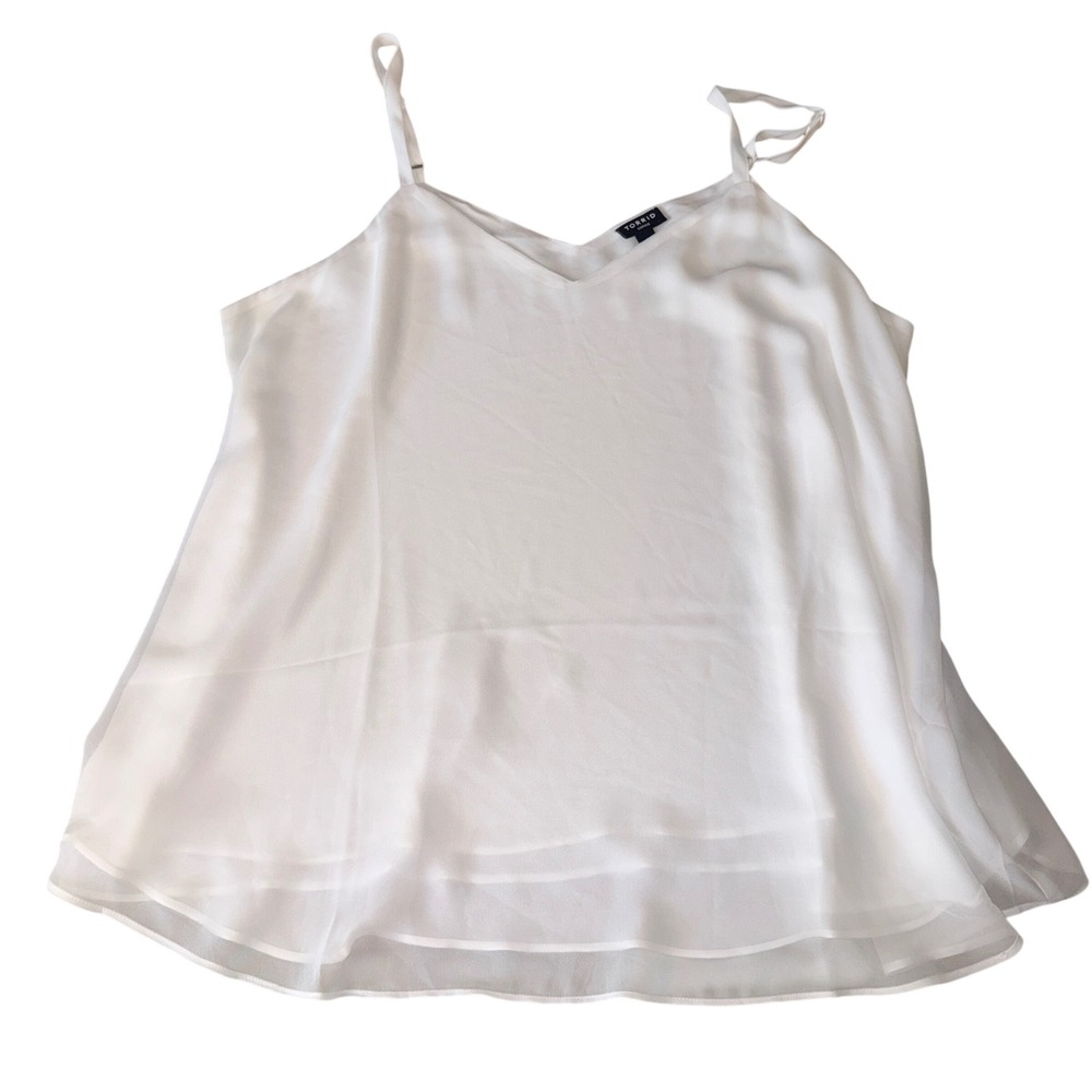 Torrid Sophie‎ Cami Tank Top 2x White Double Layer V-Neck Adjustable Straps
